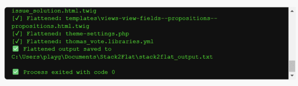 Flattened file output status
