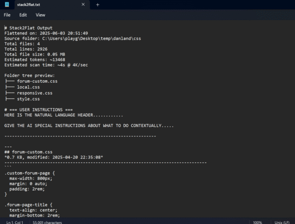 Output preview in Markdown/Plaintext